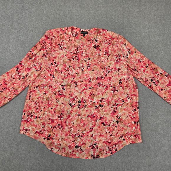 The Limited XL Pink Floral Popover Long Sleeve Blouse - Picture 3 of 10